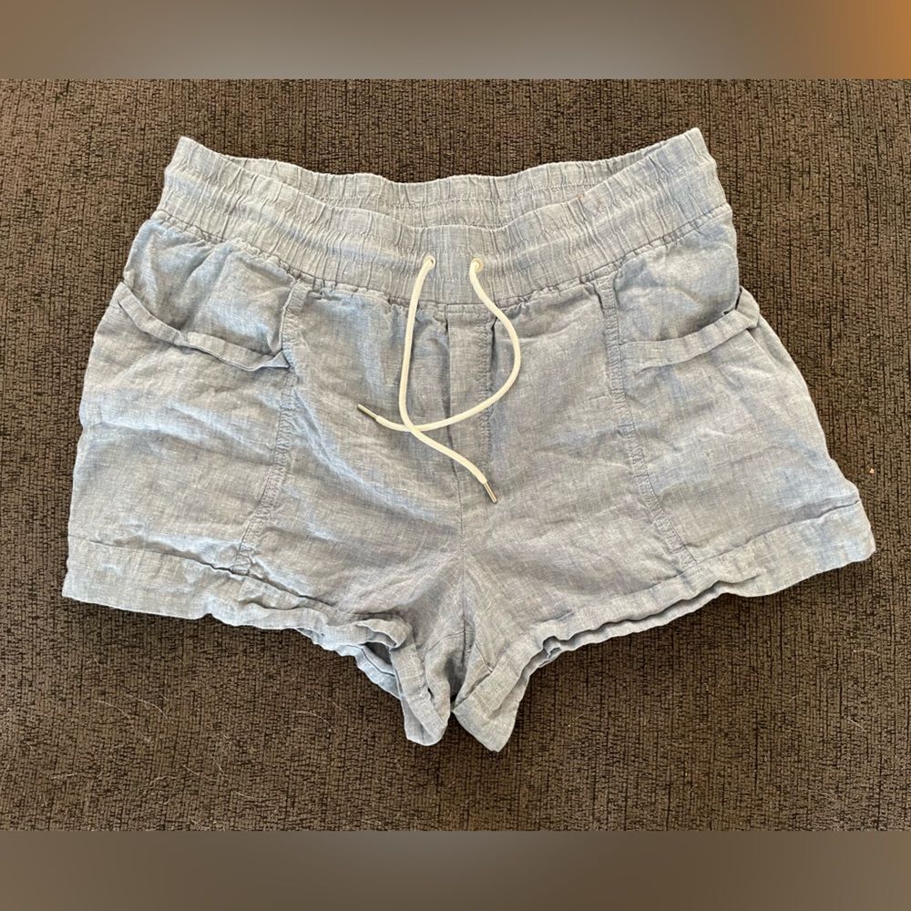 Athleta Cabo Linen 4“‎ Shorts Size 18 Blue Plus Size Summer Beach Vacation